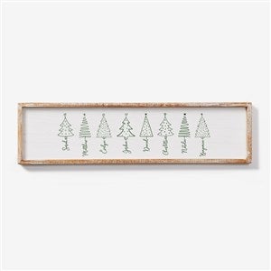 Scripted Names Christmas Tree Personalized Barnwood Wall Art - Whitewashed - 48565-30x8