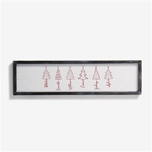 Scripted Names Christmas Tree Personalized Barnwood Wall Art - Black - 48565B-30x8