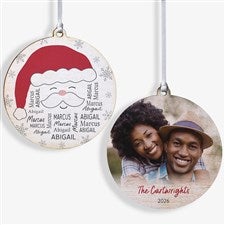 Santa Repeating Name Personalized Wood Ornament - Two Sided - 48681-2W