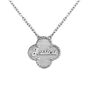 Personalized Clover Name Necklace- Sterling Silver - 48691D-S