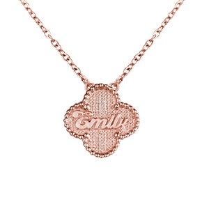 Personalized Clover Name Necklace - Rose Gold - 48691D-RG