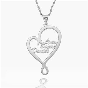Personalized Family Hugging Heart Pendant - Three Names - 48692D-3