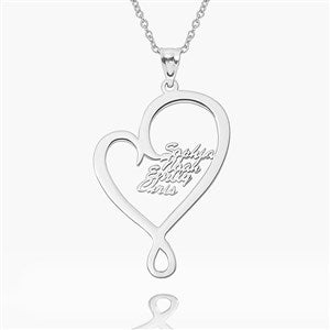Personalized Family Hugging Heart Pendant - Four Names - 48692D-4