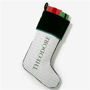 Yuletide Repeating Name Personalized Green Christmas Stockings - 48702-G
