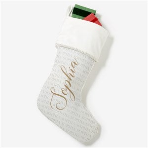 Yuletide Repeating Name Personalized Ivory Christmas Stockings - 48702-I