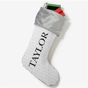 Yuletide Repeating Name Personalized Grey Christmas Stockings - 48702-GR