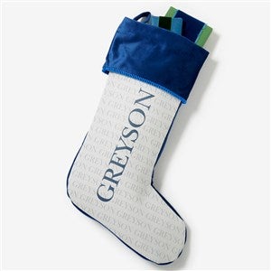 Yuletide Repeating Name Personalized Blue Christmas Stockings - 48702-BL