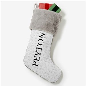 Yuletide Repeating Name Personalized Grey Faux Fur Christmas Stockings - 48702-GF