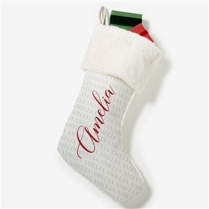 Yuletide Repeating Name Personalized Ivory Faux Fur Christmas Stockings - 48702-IF
