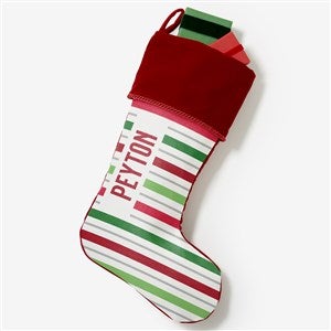 Holiday Stripes Personalized Burgundy Christmas Stockings - 48703-B