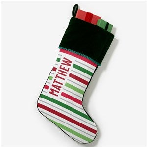 Holiday Stripes Personalized Green Christmas Stockings - 48703-G