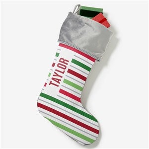 Holiday Stripes Personalized Grey Christmas Stockings - 48703-GR