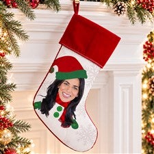 Christmas Character Personalized Photo Burgundy Christmas Stockings - 48704-B
