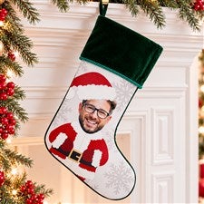 Christmas Character Personalized Photo Green Christmas Stockings - 48704-G