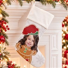 Christmas Character Personalized Photo Ivory Christmas Stockings - 48704-I