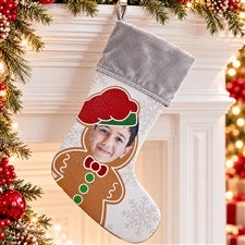 Christmas Character Personalized Photo Grey Christmas Stockings - 48704-GR