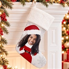 Christmas Character Personalized Photo Ivory Faux Fur Christmas Stockings - 48704-IF