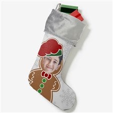 Christmas Character Personalized Photo Grey Christmas Stockings - 48704-GR