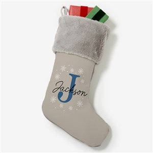 Initially Christmas Personalized Grey Faux Fur Christmas Stockings - 48706-GF
