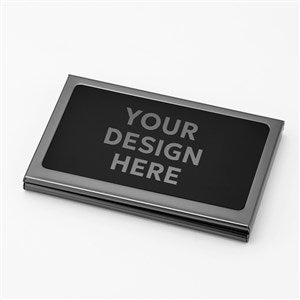 Engraved Logo Gunmetal  Black Matte Business Card Case - 48712