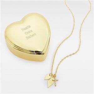 Engraved Heart Box and Multi Charm Necklace Set - 48747