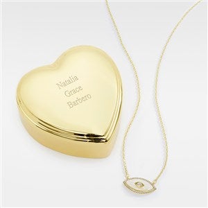 Engraved Heart Box and Evil Eye Necklace Set - 48748