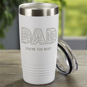 Dad Repeating Name Personalized 20 oz. Stainless Steel Tumbler- White - 48754-W