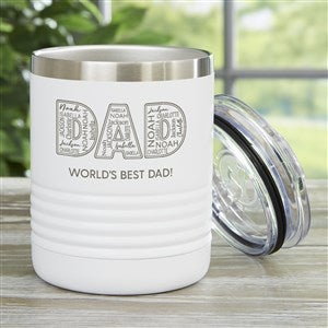 Dad Repeating Name Personalized 10 oz. Vacuum Insulated Stainless Steel- White - 48762-W