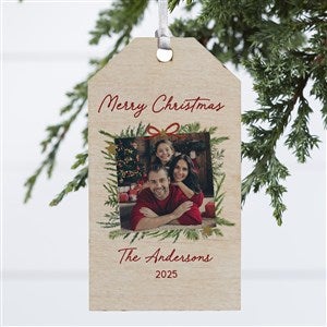 Holiday Moments Personalized Photo Wood Tag Ornament - 48803