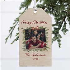 Holiday Moments Personalized Photo Wood Tag Ornament - 48803