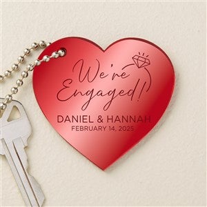 Were Engaged Personalized Red Mirrored Heart Acrylic Keychain - 48852-R