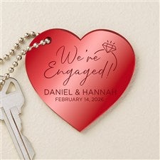 Were Engaged Personalized Red Mirrored Heart Acrylic Keychain - 48852-R