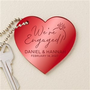 Were Engaged Personalized Red Mirrored Heart Acrylic Keychain - 48852-R