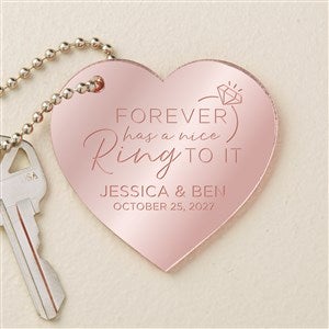 Were Engaged Personalized Rose Gold Mirrored Heart Acrylic Keychain - 48852-RG