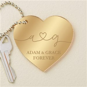 Drawn Together By Love Personalized Heart Keychain - Gold - 48853-G