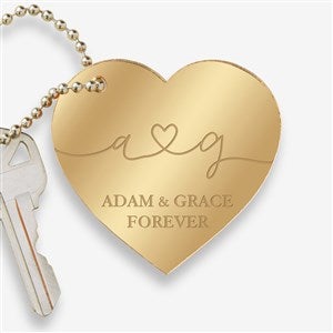 Drawn Together By Love Personalized Heart Keychain - Gold - 48853-G
