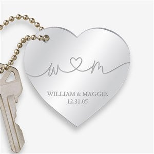 Drawn Together By Love Personalized Heart Keychain - Silver - 48853-S