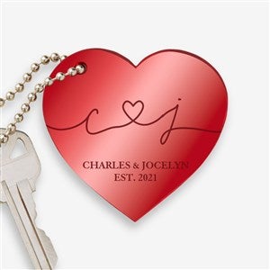 Drawn Together By Love Personalized Heart Keychain - Red - 48853-R