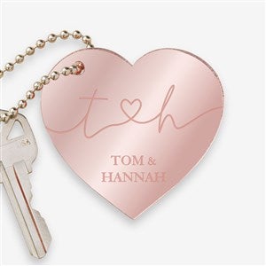 Drawn Together By Love Personalized Heart Keychain - Rose Gold - 48853-RG