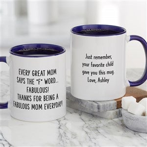 F* Word Personalized Mom Coffee Mugs 11 oz.- Blue - 48882-BL