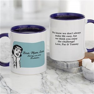 Retro Best. Mom. Ever. Personalized Coffee Mugs 11 oz.- Blue - 48884-BL