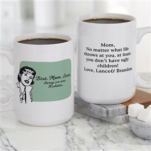 Retro Best. Mom. Ever. Personalized Coffee Mugs 15 oz.- White - 48884-L