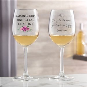 Raising Kids Personalized Mom White Wine Glass - 48887-W