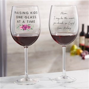 Raising Kids Personalized Mom Red Wine Glass - 48887-R