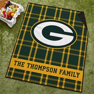 NFL Green Bay Packers Personalized Plaid Picnic Blanket - 48896