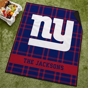 NFL New York Giants Personalized Plaid Picnic Blanket - 48898