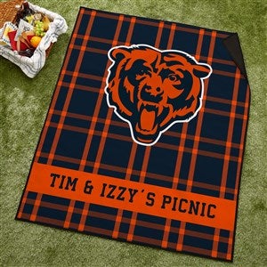 NFL Chicago Bears Personalized Plaid Picnic Blanket - 48899