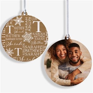 Christmas Snowflake Repeating Name Personalized Ornament-3.75quot; Wood - 2 Sided - 48908-2W