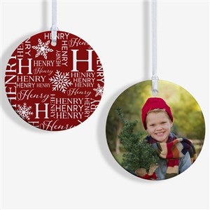 Christmas Snowflake Repeating Name Personalized Ornament- 2.85quot; Glossy - 2 Sided - 48908-2S