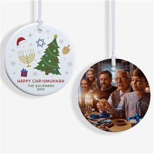 Happy Chrismukkah Personalized Ornament- 2.85quot; Glossy - 2 Sided - 48952-2S